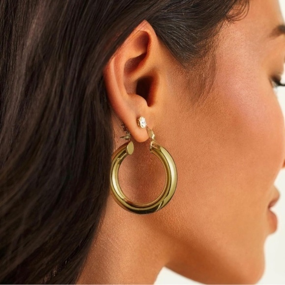 GOLD 14k Gold Plated Minmalist Hoop Earrings - Picture 5 of 5